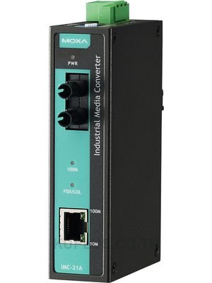 Industrial 10/100BaseT(X) to 100BaseFX media converter, multi mode, ST connector, -10 to 60 Â°C