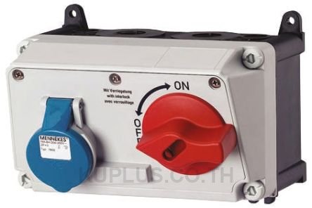 Mennekes Right Angle Switchable IP44 Interlocked Socket 2P+E, Earthing Position 6h, 16A, 230 V
