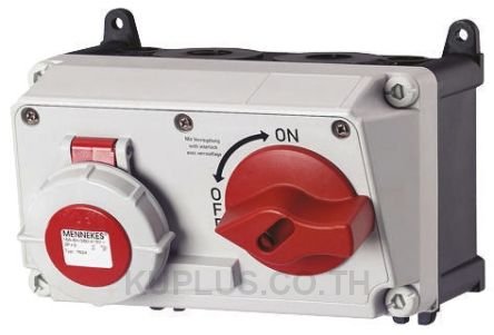 Mennekes Right Angle Switchable IP67 Interlocked Socket 3PN+E, Earthing Position 6h, 32A, 400 V