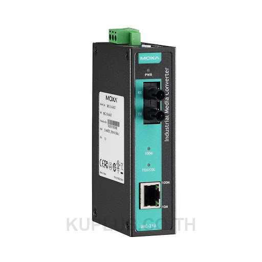 Industrial 10/100BaseT(X) to 100BaseFX media converter, single mode, SC connector, -40 to 75 Â°C