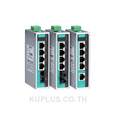 Moxa unmanaged Ethernet switch w/(4)10/100BTX ports, (1) 100BFX multi-mode port, ST connector, IECEx certified