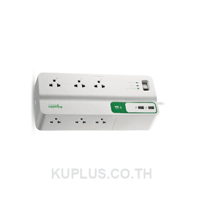 APC อุปกรณ์รางปลั๊กกันไฟกระชาก รุ่น PMS63U-TH Performance SurgeArrest 6 Outlet 3 Meter Cord with 5V, 2.4A 2 Port USB Charger 230V (เต้าเสียบ 6 ช่อง สายไฟยาว 3 เมตร USB 2 พอร์ต)