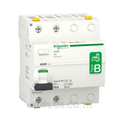 Schneider Electric A9Z51463 EV Charger 4โพล 63 แอมป์ Residual Current Circuit Breaker,Acti9 ilD4P 63A 30mA Type B, RCCB