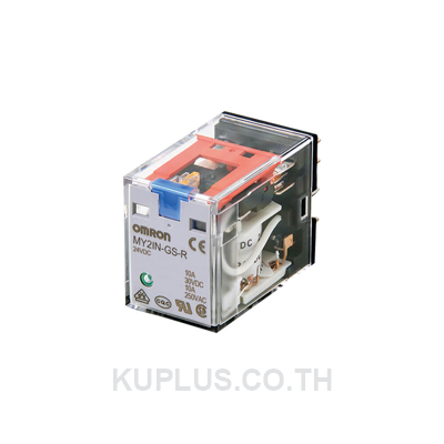 MY2N-GS-R AC24 Relay, plug-in, 8-pin, DPDT, 10 A, mechanical indicator, 24 VAC