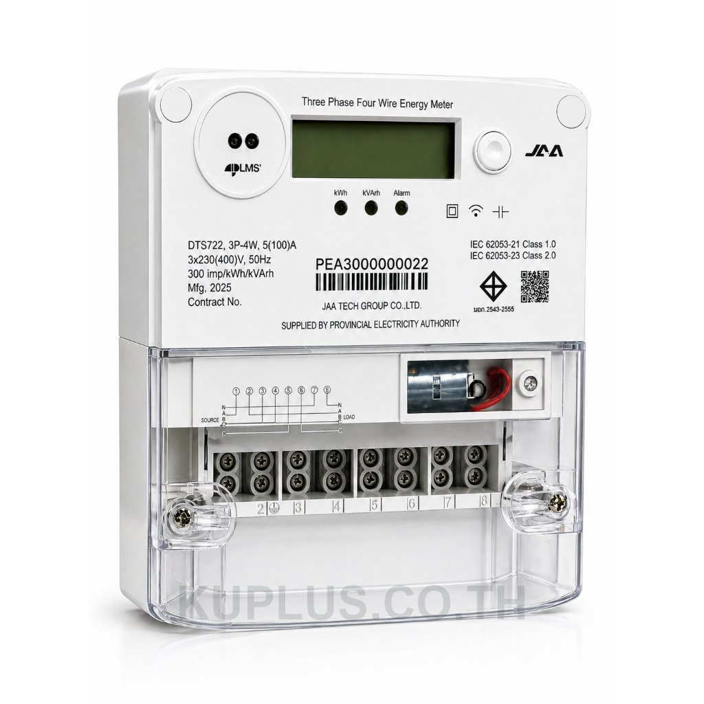 มิเตอร์ไฟฟ้าอิเล็กทรอนิกส์ 3 เฟส 4 สาย 230/400V 5(100)A, JAA DTS722 energy meter