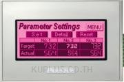 3.4” monochrome, 16 levels of grayscale, 3-color LED backlight  White/Pink/Red , RS-485  isolated , USB A/mini B, DC24V