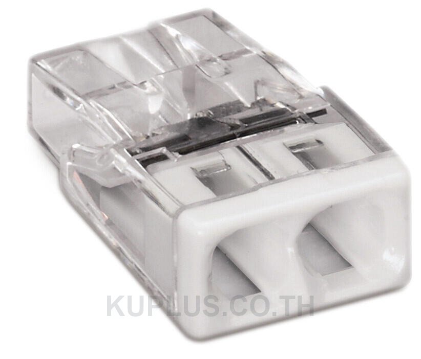 COMPACT splicing connector; for solid conductors; max. 2.5 mm²; 2-conductor; transparent housing; white cover; Surrounding air temperature: max 60°C (T60); 2,50 mm²; transparent